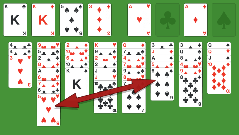 Um tabuleiro de Freecell com jogadas infinitas